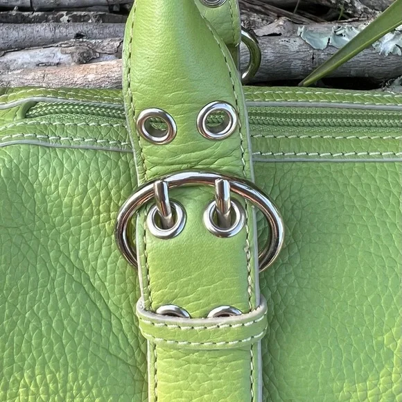 Bandolino Lime Green Leather Satchel Bag - Picture 14 of 14
